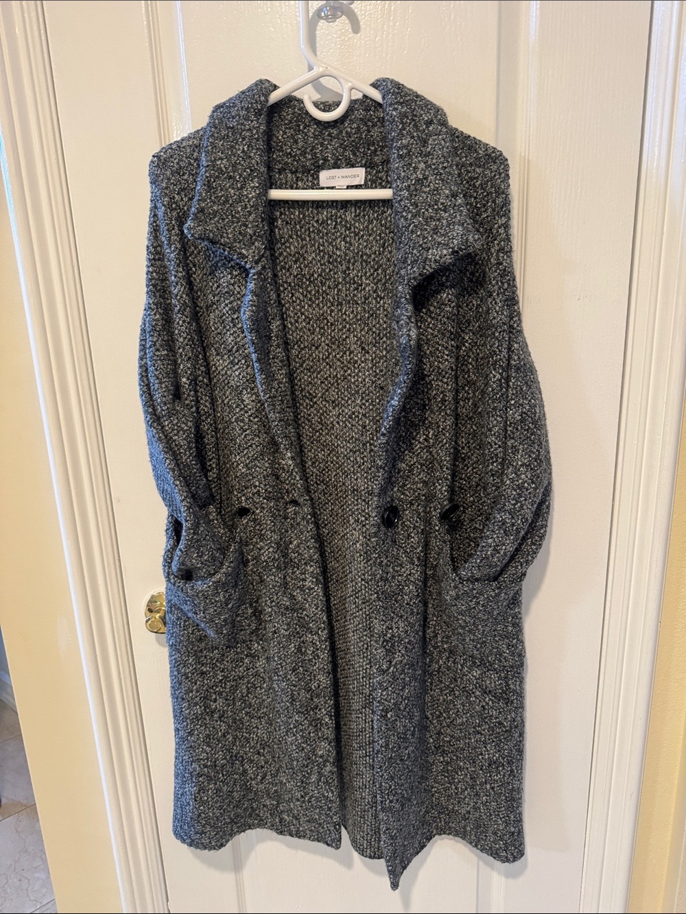 Lost + Wander Charcoal Gray Open-Front Knit Cardigane